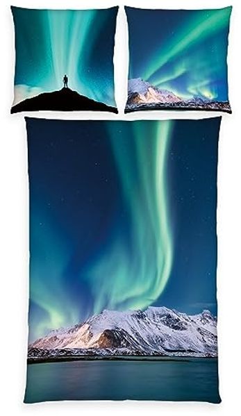 Polarlichter Bettwäsche Set 2tlg. 135x200 cm 100% Microfaser