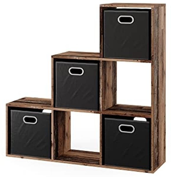 Treppenregal Antikholz 107.2 x 107.8 cm mit 4 Faltboxen Vicco