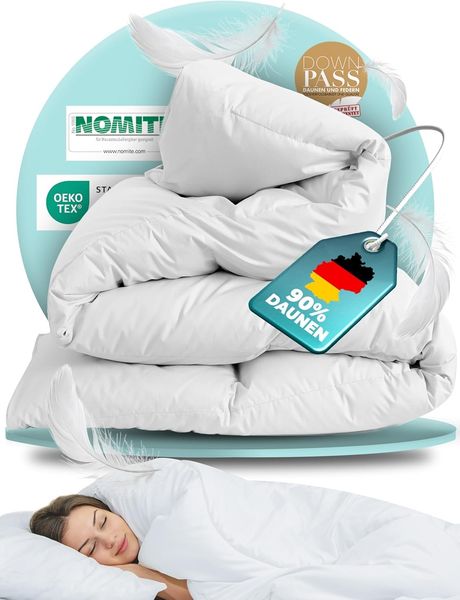 BEFA NATUR Daunenbettdecke kuschelige Premium-Winterdecke extra warm, Füllung: 90% Daunen, 10% Federn, Made in Germany - hochwertige Daunendecke - Allergiker geeignet