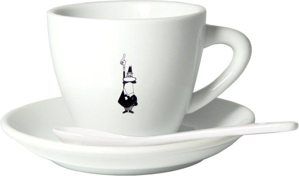 Bialetti Cappuccinotasse Istituzionale, mit Untertasse, Cappuccino Tasse, Kaffee, Porzellan, 240 ml, Y0TZ097