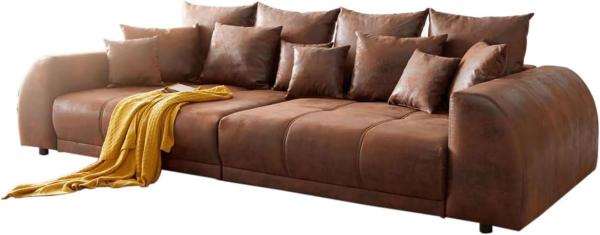 Bigsofa Violetta Braun 310x135 cm Antik Optik inklusive Kissen Big-Sofa