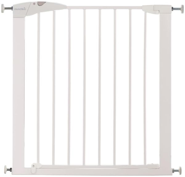 Munchkin Maxi-Secure Tür-/Treppenschutzgitter mit Druckbefestigung, Türschutzgitter für Kinder, Hunde und Katzen 76 - 82 cm, maximum 117 cm mit Verlängerung, weiß