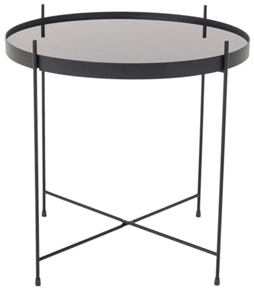 riess-ambiente Beistelltisch ELEGANCE 45cm anthrazit / schwarz - Glas, Metallgestell, rund, modern (Einzelartikel, 1-St), Filigraner Couchtisch- ideal f. Gästezimmer, Wohnzimmer & Wohnbereiche
