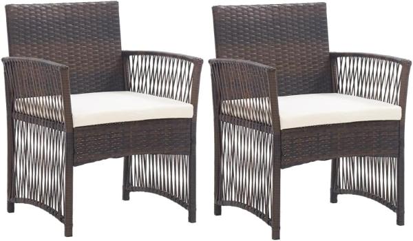 vidaXL Gartensessel mit Sitzkissen 2 Stk. Braun Poly Rattan 46439