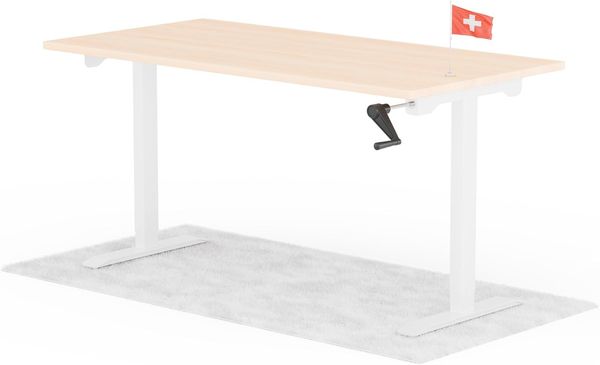 manuell höhenverstellbarer Schreibtisch EASY 160 x 80 cm - Gestell Weiss, Platte Eiche