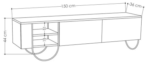 Dmora - Fernsehschrank Malina, Ständer für Wohnzimmerfernseher, Niedriges Wohnzimmer-Sideboard, TV-Ständerbasis, 150x36 h44 cm, Beige Bild 3