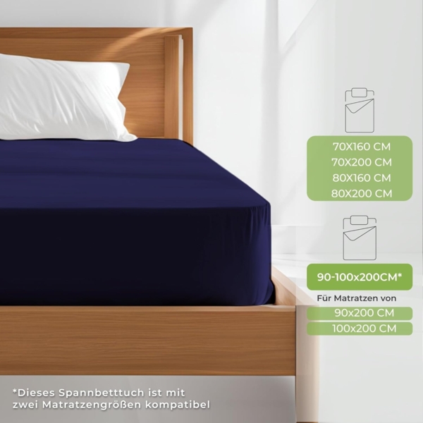 Dreamzie Premium Spannbettlaken 80x160 cm Dunkelblau, Spannbetttuch aus 100% Jersey Biobaumwolle, 150 g/m² - Oeko-TEX Bild 4