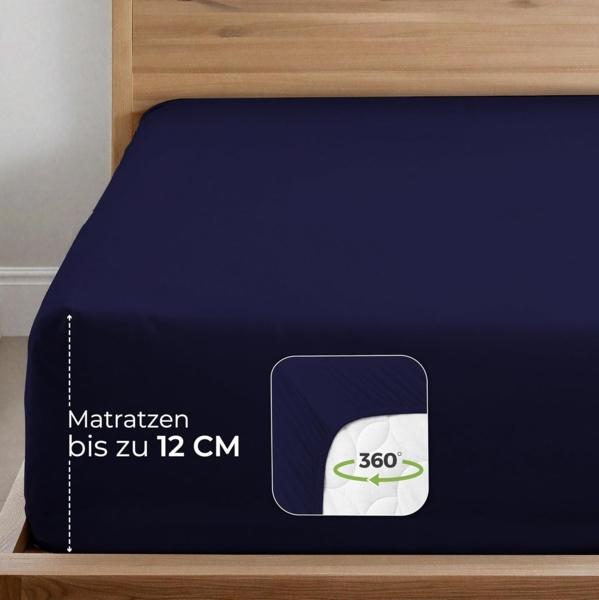 Dreamzie Premium Spannbettlaken 80x160 cm Dunkelblau, Spannbetttuch aus 100% Jersey Biobaumwolle, 150 g/m² - Oeko-TEX Bild 3