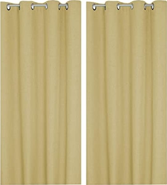 Haus und Deko Gardine Vorhang Leinenoptik 140x245 cm Ösen 2er Set blickdicht Struktur uni (2 St), Ösen, blickdicht, Polyester