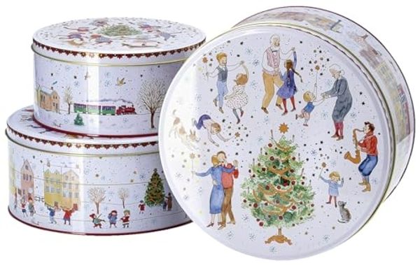 Hutschenreuther Keksdose Sammelkollektion 2023 Weihnachtsklänge Plätzchendosen Set3, Metall