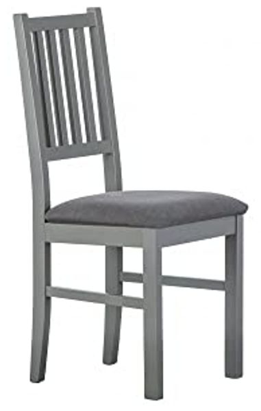 Dmora 2er Set Stühle, aus grau lackiertem Massivholz, mit gepolsterter Rückenlehne, 42 x 47 x 95 cm