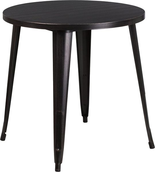 Flash Furniture Jeffrey Tisch für Innen- und Außenbereich, 76,2 cm, rund, Schwarz-Antik-Gold-Metall, für den Innen- und Außenbereich