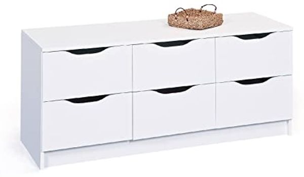 Dmora Kommode mit sechs Schubladen, weiße Farbe, 50 x 40 x 120 cm