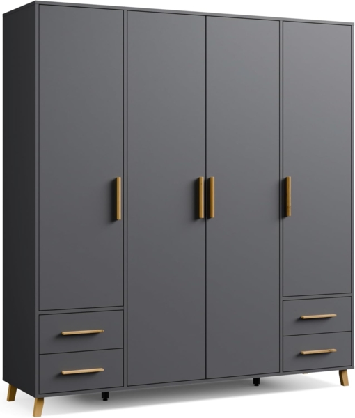 rauch Drehtürenschrank Kleiderschrank Schrank Garderobe Wäscheschrank SHINJO (in 3 verschiedenen Ausstattungen BASIC/CLASSIC/PREMIUM) Griffe und Füße aus Massivholz mit 2 Schubladen MADE IN GERMANY