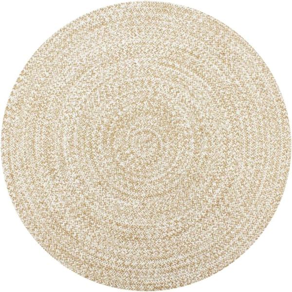 vidaXL Teppich Handgefertigt Jute Weiß und Natur 120 cm 133723