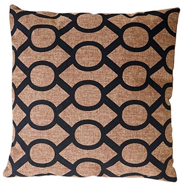 Deko-Kissen Kreise, Sofakissen Zierkissen mit Füllung, braun schwarz 45x45cm