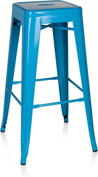 hjh OFFICE 645014 Barhocker VANTAGGIO HIGH Metall Hellblau Retro-Hocker im Industry-Design, stapelbar