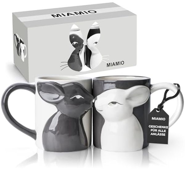 MiaMio Tasse Küssende Hasen Tassen Set (2 x 400 ml) Kaffeetassen Geschenkset, 2-tlg.