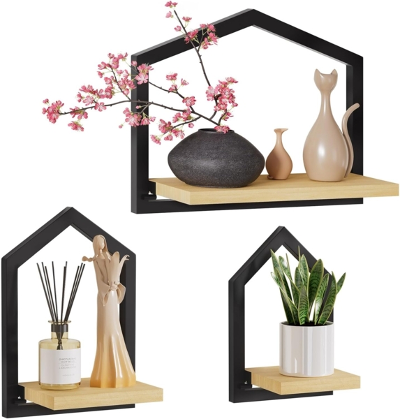 Yorbay Wandregal Set 3-tlg. Floating Schwebregal Modernes Design für Wandmontage, für Wohnzimmer, Küche