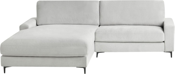 Rechtsseitiges Ecksofa MALOY Chenillegewebe Hellgrau Rechtsseitig