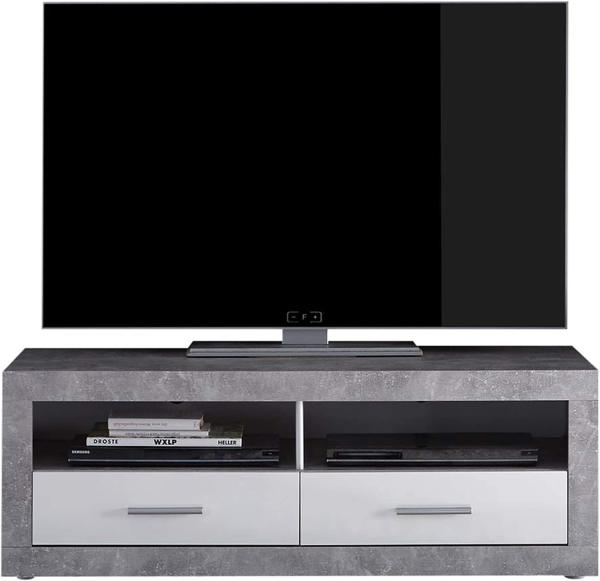 Wohnwand Spider / Stone, Glas, Holzwerkstoff, Grau, Weiß, 304 x 194 x 48 cm Bild 8