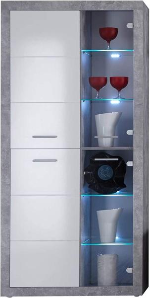 Wohnwand Spider / Stone, Glas, Holzwerkstoff, Grau, Weiß, 304 x 194 x 48 cm Bild 9