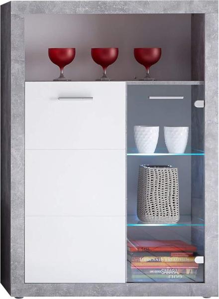 Wohnwand Spider / Stone, Glas, Holzwerkstoff, Grau, Weiß, 304 x 194 x 48 cm Bild 10