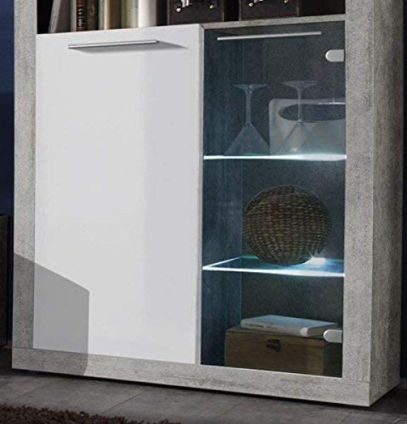 Wohnwand Spider / Stone, Glas, Holzwerkstoff, Grau, Weiß, 304 x 194 x 48 cm Bild 5