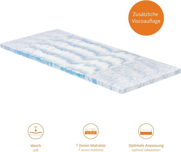 sleepling 196383 Federkern Matratze Innovation 420 Taschenfederkern mit Visco Matratzenauflage | 7-Zonen Tonnentaschenfederkernmatratze | Made in EU | Ökotex 100 | Härtegrad 2, 90 x 200 x 25 cm, weiß Bild 4
