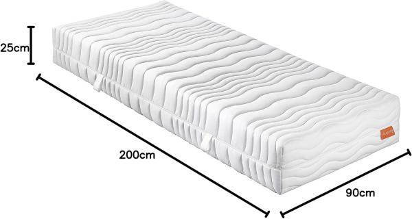 sleepling 196383 Federkern Matratze Innovation 420 Taschenfederkern mit Visco Matratzenauflage | 7-Zonen Tonnentaschenfederkernmatratze | Made in EU | Ökotex 100 | Härtegrad 2, 90 x 200 x 25 cm, weiß Bild 2