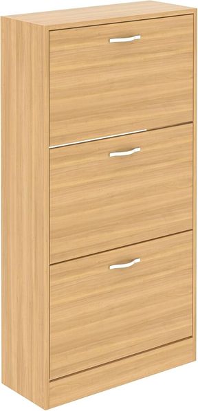 Home Discount Schuhaufbewahrung Schuhschrank mit 3 Schubladen Schrank Pull Down Möbel aus Holz Holz Einheit, Kiefer, Groß
