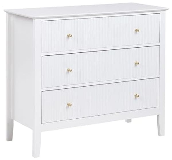 Kommode mit 3 Schubladen ASSISI Holzwerkstoff 80 cm Weiß