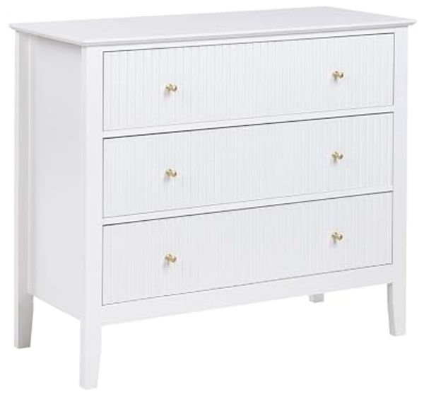 Kommode mit 3 Schubladen ASSISI Holzwerkstoff 80 cm Weiß