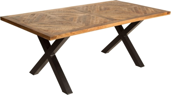 riess-ambiente Esstisch INFINITY HOME 160cm natur / schwarz (Einzelartikel, 1-St), Massivholz · Metall · X-Gestell · 4cm Tischplatte · Industrial Design