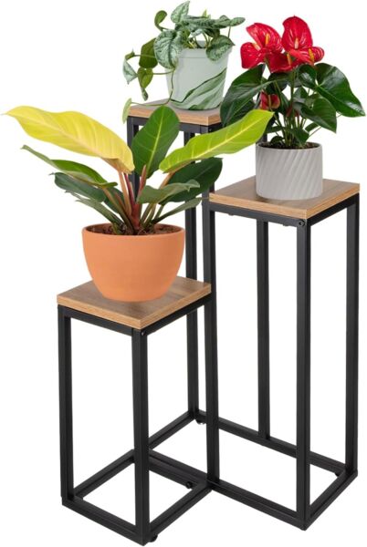 Ruhhy Ablageregal Blumenregal Standblumenständer, Spar-Set 3-tlg, Bietet Platz für drei Pflanzen in unterschiedlichen Höhen
