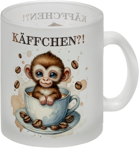 speecheese Tasse Käffchen Süßer Affe in einer Kaffeetasse Glas Tasse