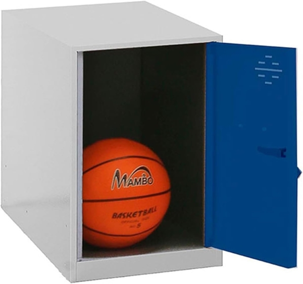 Simon Rack Simonlocker Kommode, klein, 475 x 400 x 500 mm, Amario aus Metall, inkl. Schlüssel, Grau/Blau Bild 3