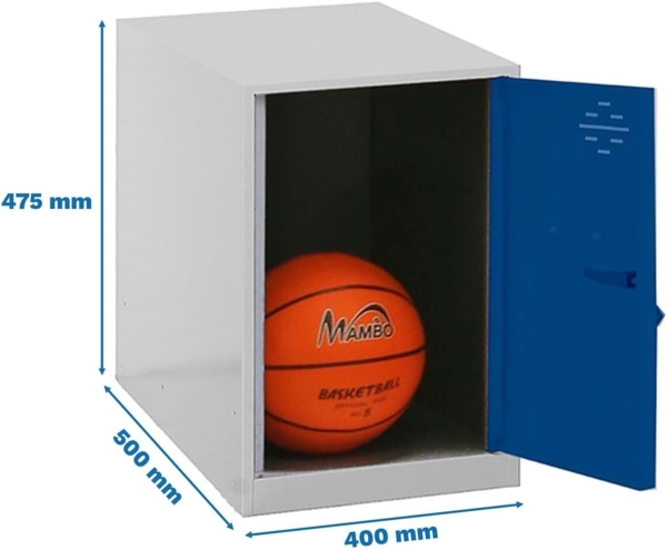 Simon Rack Simonlocker Kommode, klein, 475 x 400 x 500 mm, Amario aus Metall, inkl. Schlüssel, Grau/Blau Bild 2