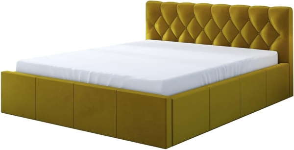 Polsterbett VOG 160x200 mit Matratze, Bettkasten und Lattenrost. Farbe: Bernesteigraun 34