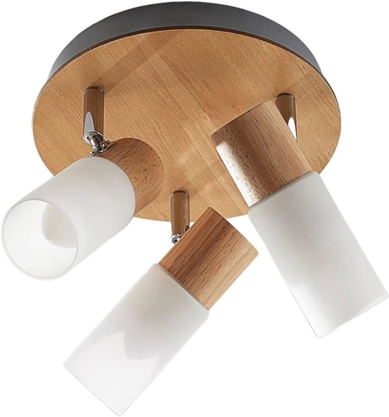 Lindby Deckenstrahler Christoph, Holz IP20, 3 x 5 W LED