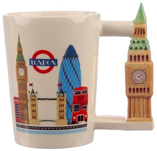 Puckator Keramiktasse mit Griff in Big Ben Form, Keramik, Multi, Height 11. 5cm Width 13cm Depth 8cm