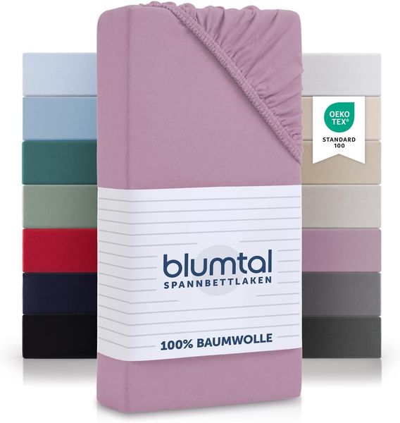Blumtal® Baumwolle Spannbettlaken 150x200 cm Basics Jersey - Bettbezug 150x200 cm - Oeko-TEX zertifiziertes Spannbetttuch 150x200 cm - Matratzenbezug 150x200 cm - Bettbezug - Leintuch - Dusty Orchid