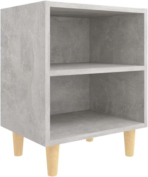 vidaXL Nachttisch mit Massivholz-Beinen Betongrau 40x30x50 cm 805787