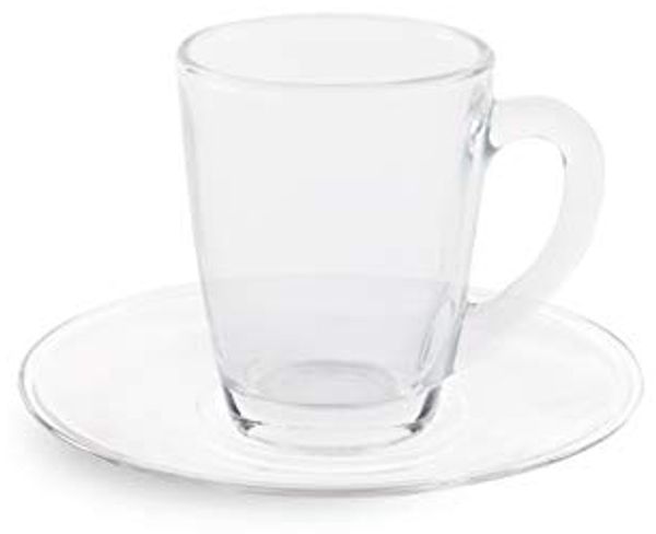 Excelsa Flore Espressotassen mit Untertasse, Glas, transparent, 6 Stück