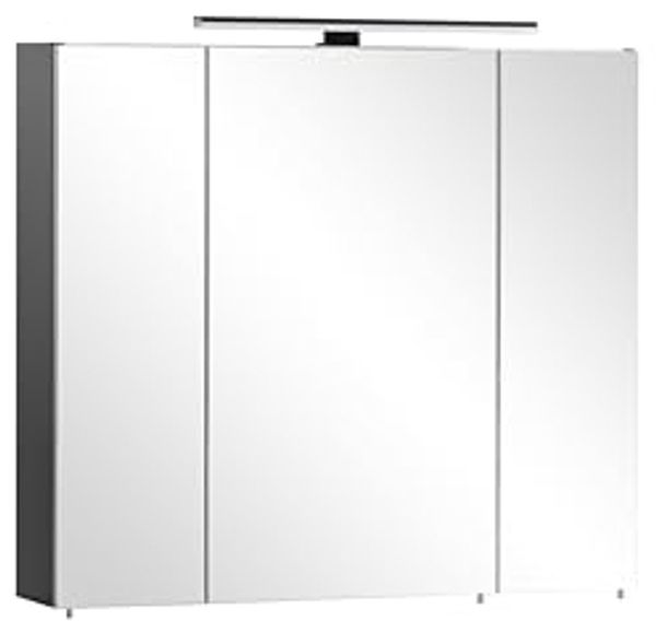Schildmeyer Spiegelschrank Malte, Holzwerkstoff, Schwarzmatt, 80 x 16 x 74,4 cm