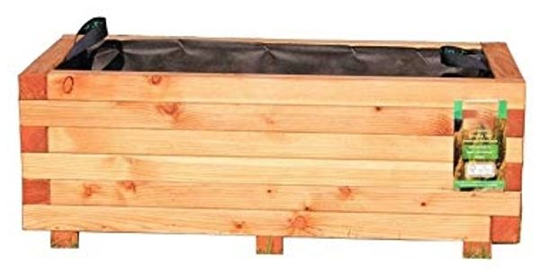 Pflanzkasten 120 x 40 x 31 cm aus Lärche mit Vlies und Griffen