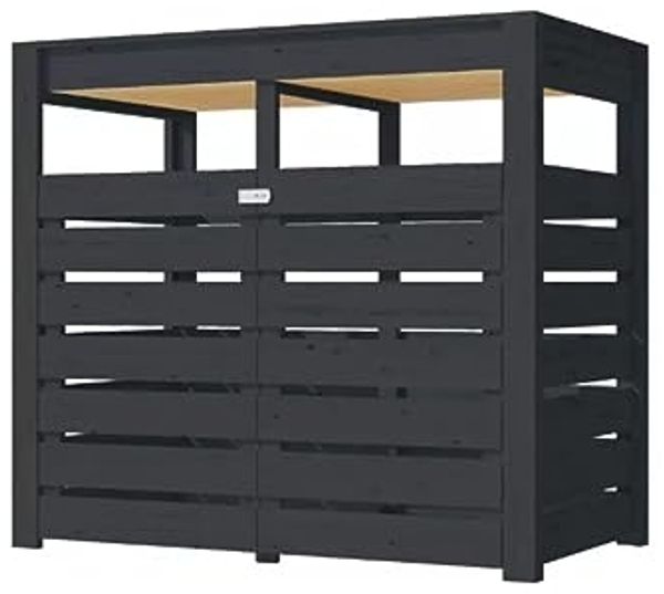 Karibu Mülltonnenbox Karibu Mülltonnenbox Doppeltüre Flachdach, 2er, 3er, 19 mm, Anthrazit