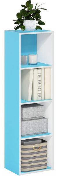 Furinno Luder Bücherregal Bücherregal Lagerregal 4 Ebenen Hellblau/Weiß