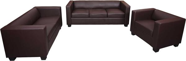 3-2-1 Sofagarnitur Couchgarnitur Loungesofa Lille ~ Kunstleder, coffee