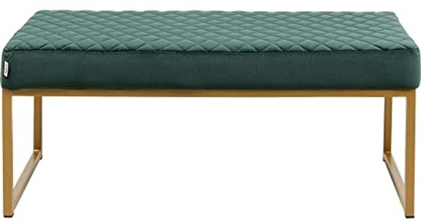 Kare Design Bank Smart Velvet, Dunkelgrün, Sitzbank, Polsterbank, Samtoptik, Stahl Gestell, 40 x 90 x 40 cm (H/B/T)